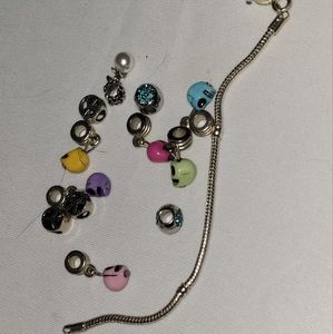 Pandora like bracelet and charms